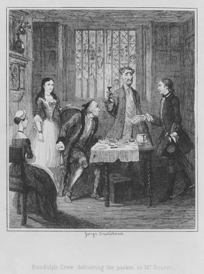 Randulph Crew übergibt das Paket an Mr. Scarve von George (after) Cruikshank