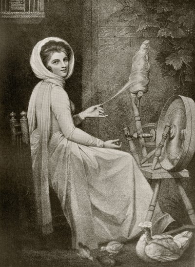 Lady Hamilton als Die Spinnerin, graviert von Thomas Cheesman, aus 