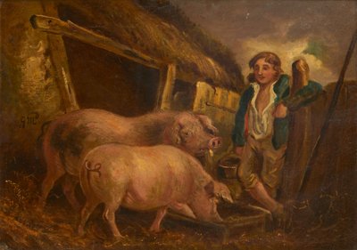 Pflege der Preisschweine von George (follower of) Morland
