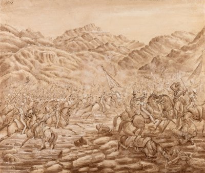 Angriff der Kavallerie der Nachhut in der Schlacht von Tezeen von George Alfred Croly