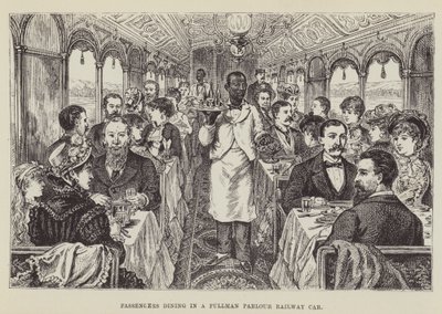 Passagiere speisen in einem Pullman-Salonwagen von George Augustus Sala