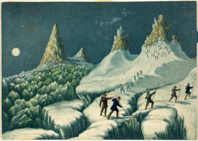 Verlassen der Grands Mulets, vom Aufstieg auf den Mont Blanc von George Baxter