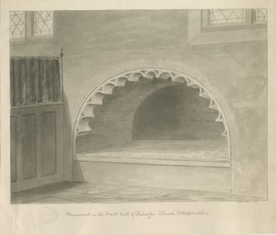 Kirche von Penkridge - Denkmal in der Südwand (1841) von George Buckler