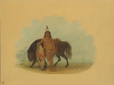 Ein Cheyenne-Krieger ruht sein Pferd aus, 1861-1869 von George Catlin