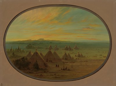 Ein Crow-Dorf am Salmon River, 1855-1869 von George Catlin
