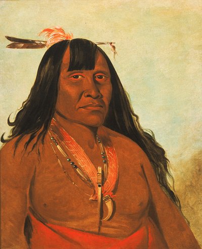 Bón-són-gee, Neues Feuer, ein Stammeshäuptling, 1834 von George Catlin