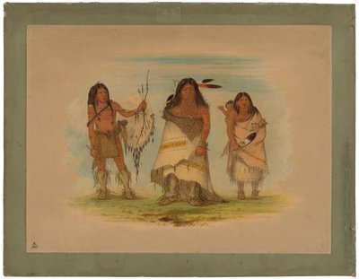 Camanchee-Häuptling, seine Frau und ein Krieger, 1861 von George Catlin
