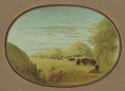 Catlin und zwei Begleiter schießen Büffel, 1861-1869 von George Catlin
