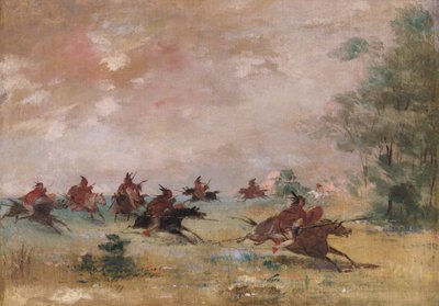 Comanche-Kriegspartei, auf Wildpferden reitend, 1834-1837 von George Catlin