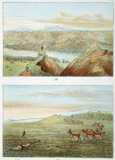 Indianer Amerikas: Antilopenjagd. Gravur von George Catlin (1794-1872) von George Catlin