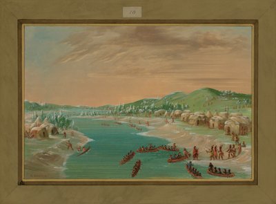 La Salle und Gefolge erreichen das Dorf der Illinois, 1. Januar 1680, 1847-48 von George Catlin