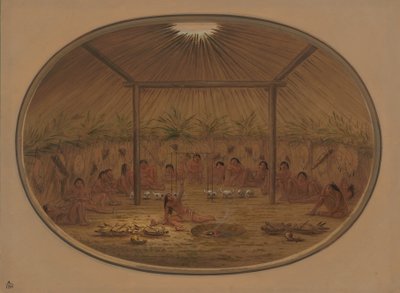 Mandan-Zeremonie - Das Wasser sinkt, 1861-1869 von George Catlin