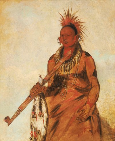 No-o-mún-nee, Geht im Regen, ein Krieger von George Catlin
