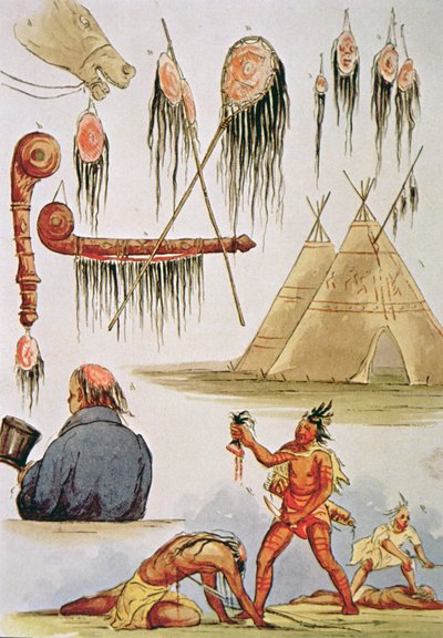 Skalpieren und dekorative Verwendung von Skalps von George Catlin