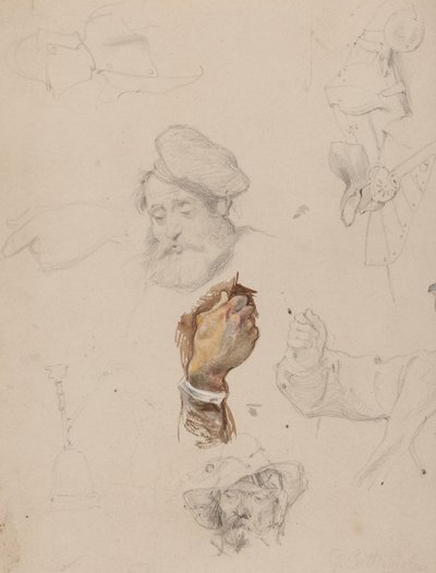 Eine Seite mit Studien von George Cattermole