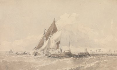 Segelbarken und Boote in rauer See von George Chambers