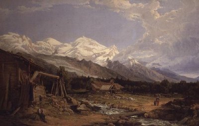 Alpenlandschaft mit Figuren an einem Gebirgsbach von George Clarkson Stanfield