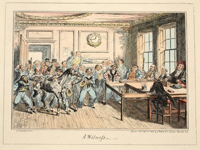 Ein Zeuge, aus Greenwich Hospital, eine Serie von Marine-Skizzen, die das Leben eines Kriegsschiffsmanns beschreiben, veröffentlicht 1825 von George Cruikshank