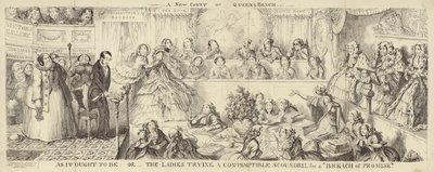Eine satirische Karikatur der Queens Bench von George Cruikshank