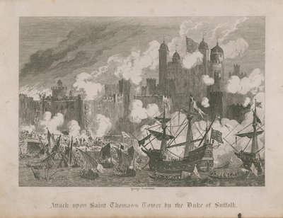 Angriff auf den Turm von St. Thomas durch den Herzog von Suffolk von George Cruikshank
