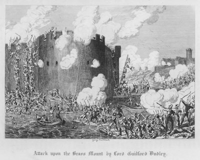 Angriff auf den Messingberg durch Lord Guilford Dudley von George Cruikshank