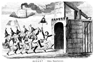 August - Napoleonische Ideen, 19. Jahrhundert von George Cruikshank