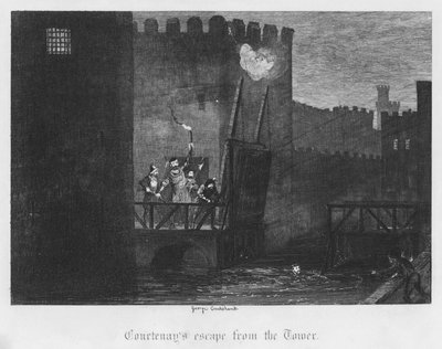 Courtenays Flucht aus dem Tower (Gravur) von George Cruikshank
