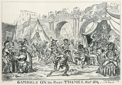 Spiele auf der Themse, Februar 1814 von George Cruikshank