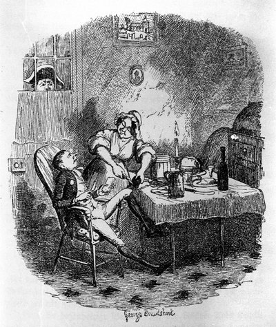 Illustration für „Oliver Twist“ (Olivier) von Charles Dickens (1812-1870), von George Cruikshank (1792-1878) von George Cruikshank