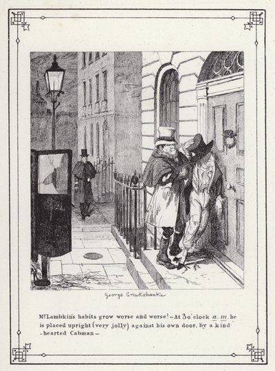 Illustration für The Bachelor’s Own Book, oder Der Fortschritt von Mr. Lambkin (Gent) (Gravur) von George Cruikshank