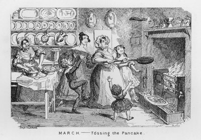 März, Pfannkuchenwerfen von George Cruikshank