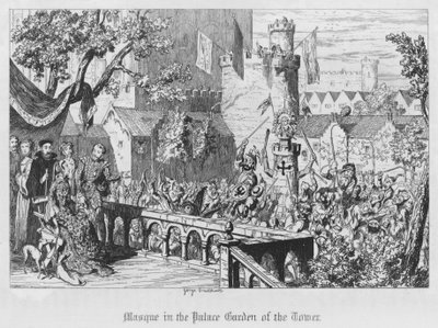 Maskerade im Palastgarten des Turms von George Cruikshank