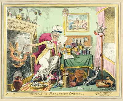 Ein Rezept für Hühneraugen mischen, veröffentlicht von G. Humphrey, London, 4. Dezember 1822 von George Cruikshank