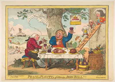 Frieden und Wohlstand oder Gute Nachrichten für John Bull!!!, 25. Mai 1814 von George Cruikshank