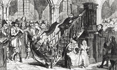 Reverend Holdenough während eines Gottesdienstes, Illustration aus 