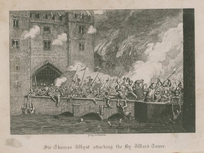 Sir Thomas Wyat greift den By Ward Tower an von George Cruikshank