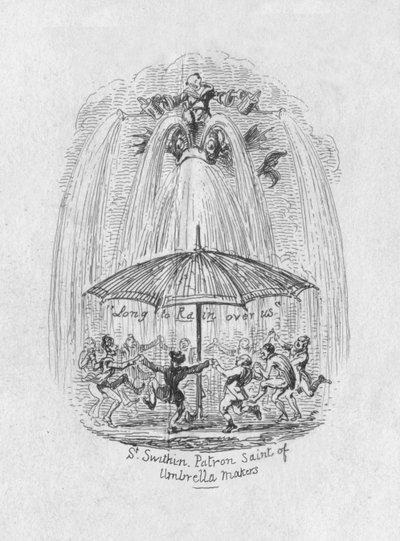 St. Swithin Schutzpatron der Regenschirmmacher von George Cruikshank