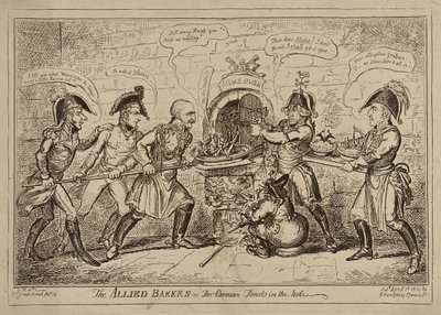 Die Alliierten Bäcker oder Die korsische Kröte im Loch, veröffentlicht am 1. April von George Cruikshank