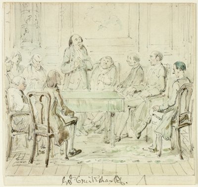 Die Versammlung der Begabten: Mr. Bullock spricht zu seinen Freunden von George Cruikshank