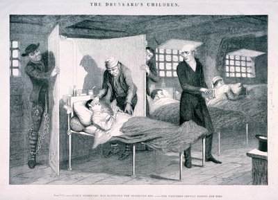 Die Kinder des Betrunkenen, ca. 1847 von George Cruikshank
