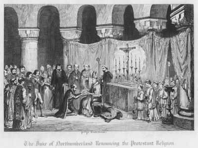 Der Herzog von Northumberland, der die protestantische Religion aufgibt von George Cruikshank
