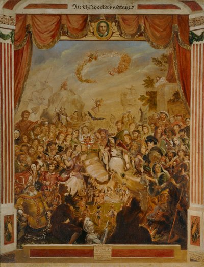 Der erste Auftritt von William Shakespeare auf der Bühne des Globe Theaters von George Cruikshank