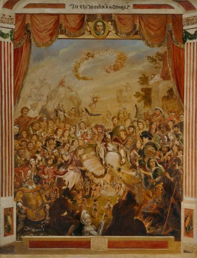 Der erste Auftritt von William Shakespeare auf der Bühne des Globe Theatre von George Cruikshank