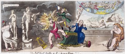 Der Pall Mall Apollo oder, R...ty in Flammen!!! 1816 von George Cruikshank
