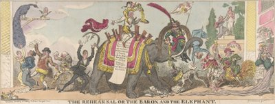 Die Probe oder der Baron und der Elefant, 1. Januar 1812 von George Cruikshank