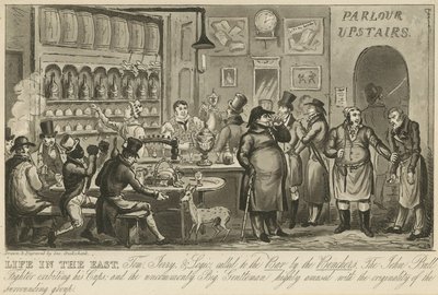 Tom, Jerry und Logic an die Bar gerufen von den Benchers von George Cruikshank