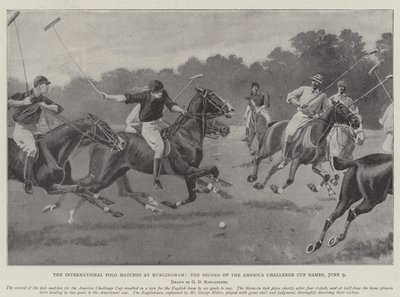 Die internationalen Polospiele in Hurlingham, das zweite der America Challenge Cup Spiele, 9. Juni von George Derville Rowlandson