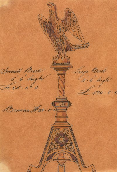 Entwürfe ausgeführt für Jones und Willis, Metall- und Holzarbeiter und Kirchenmöbelhersteller aus Birmingham und London von George Edmund Street