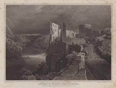 Barnard Castle, Durham, Geburtsort von John Balliol, Gründer des Balliol College, Oxford (Gravur) von George Fennel (after) Robson