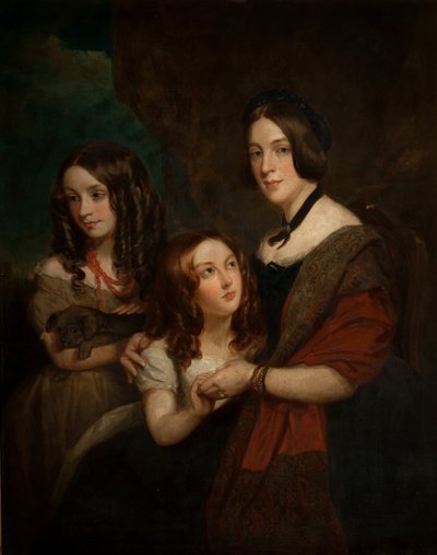 Lady Caroline Towneley mit zwei ihrer Töchter, Caroline und Emily (Kopie nach Francis Grant), 1860 von George Frederick Clarke